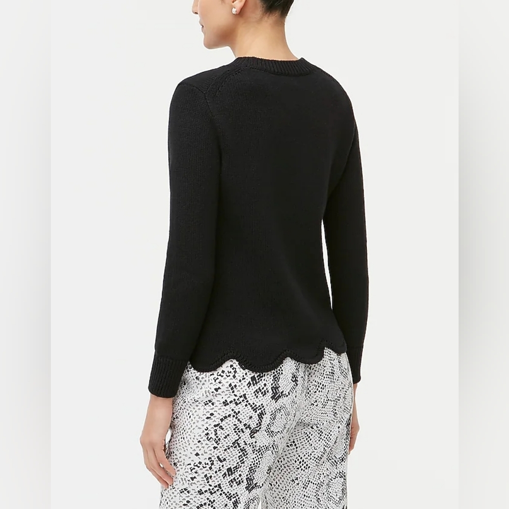 J. Crew Black Scalloped Hem Sweater Size Small NWT